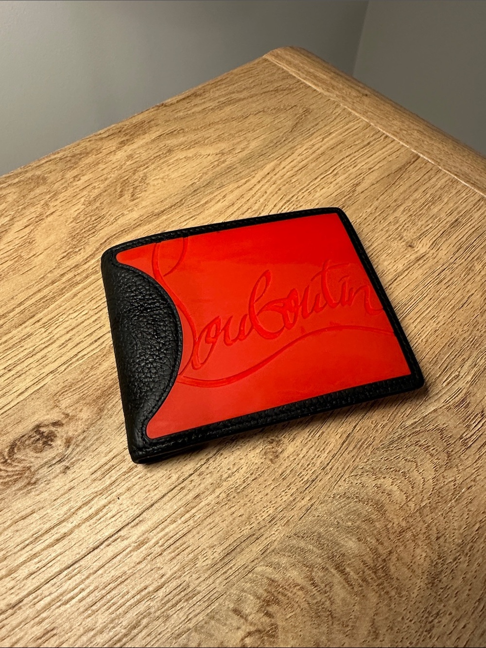 Christian Louboutin Red and Black Leather Card Holder